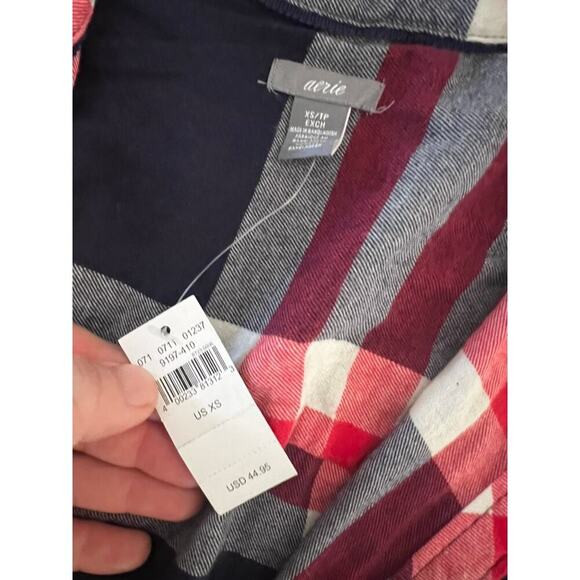 NWT Plaid Y2K Aerie long sleeve with shorts romper size XS cute and stylish - Picture 3 of 7